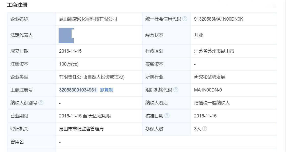 昆山凱密通化學科技有限公司成立啦